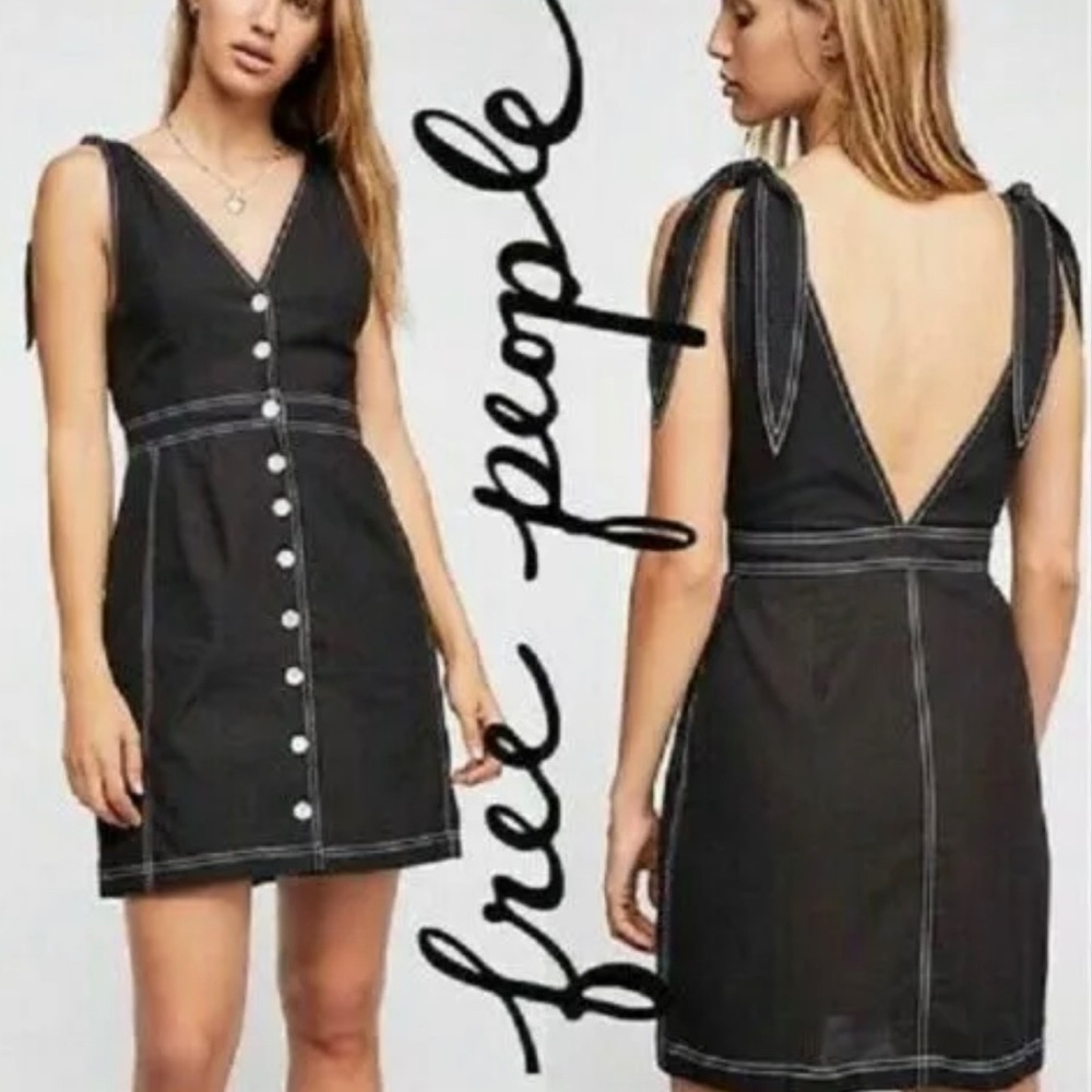 Free People Dress NWT Size 0 London Town mini Dress in Black new